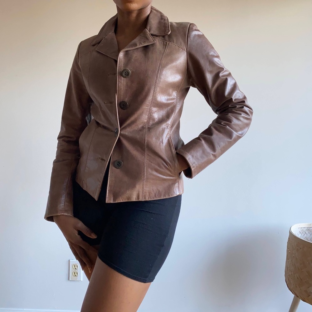 Reza Duro 100% brown leather jacket